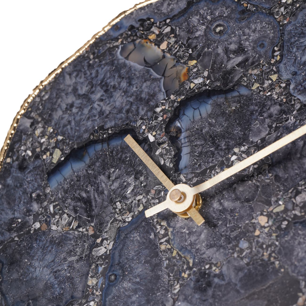 Smokey Agate Stone & Gold Mantel Clock